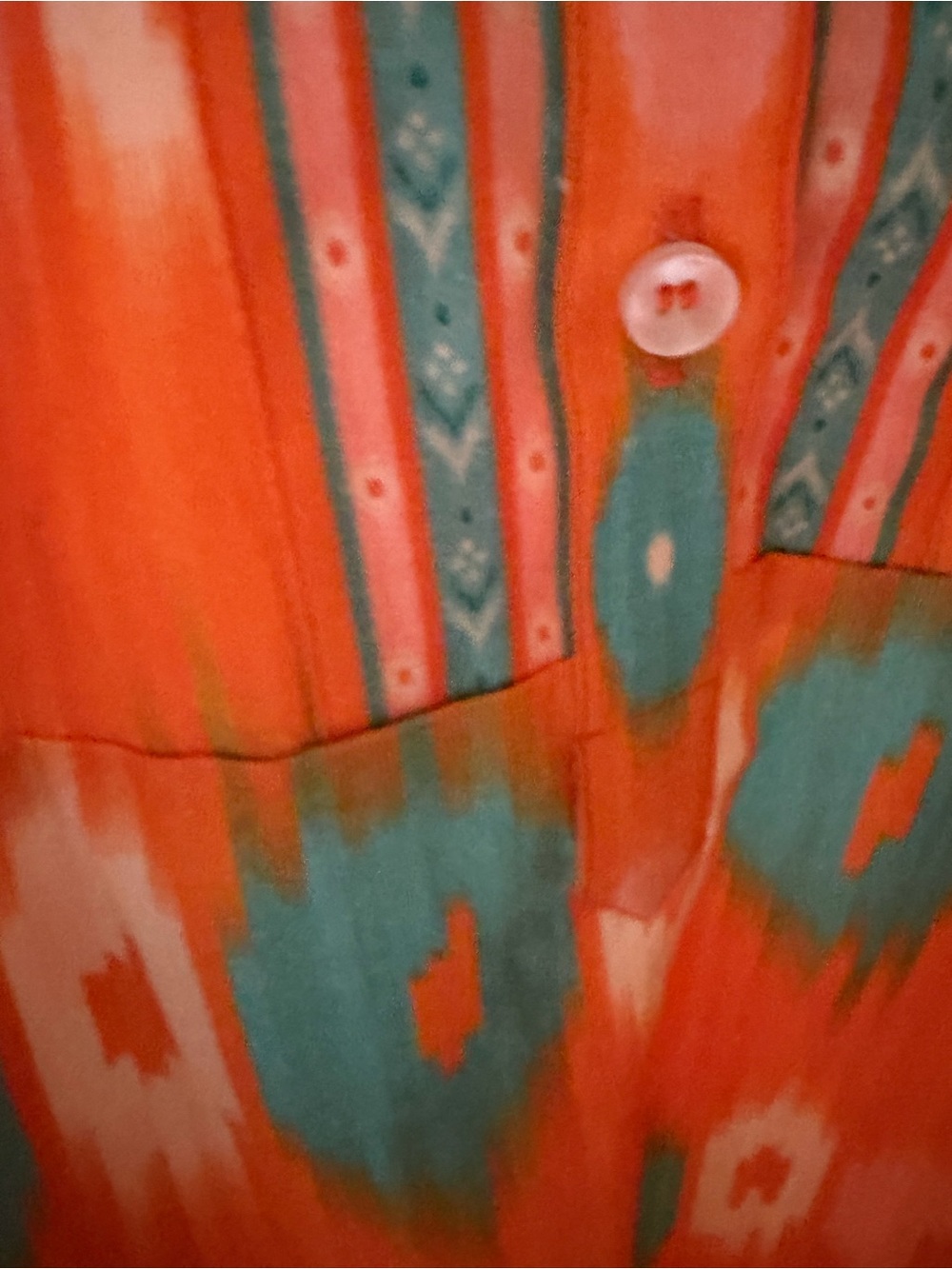 Bella Tu Orange & Turquoise Ikat Camden Shirt Dress Size XL - NWT - Picture 8 of 16